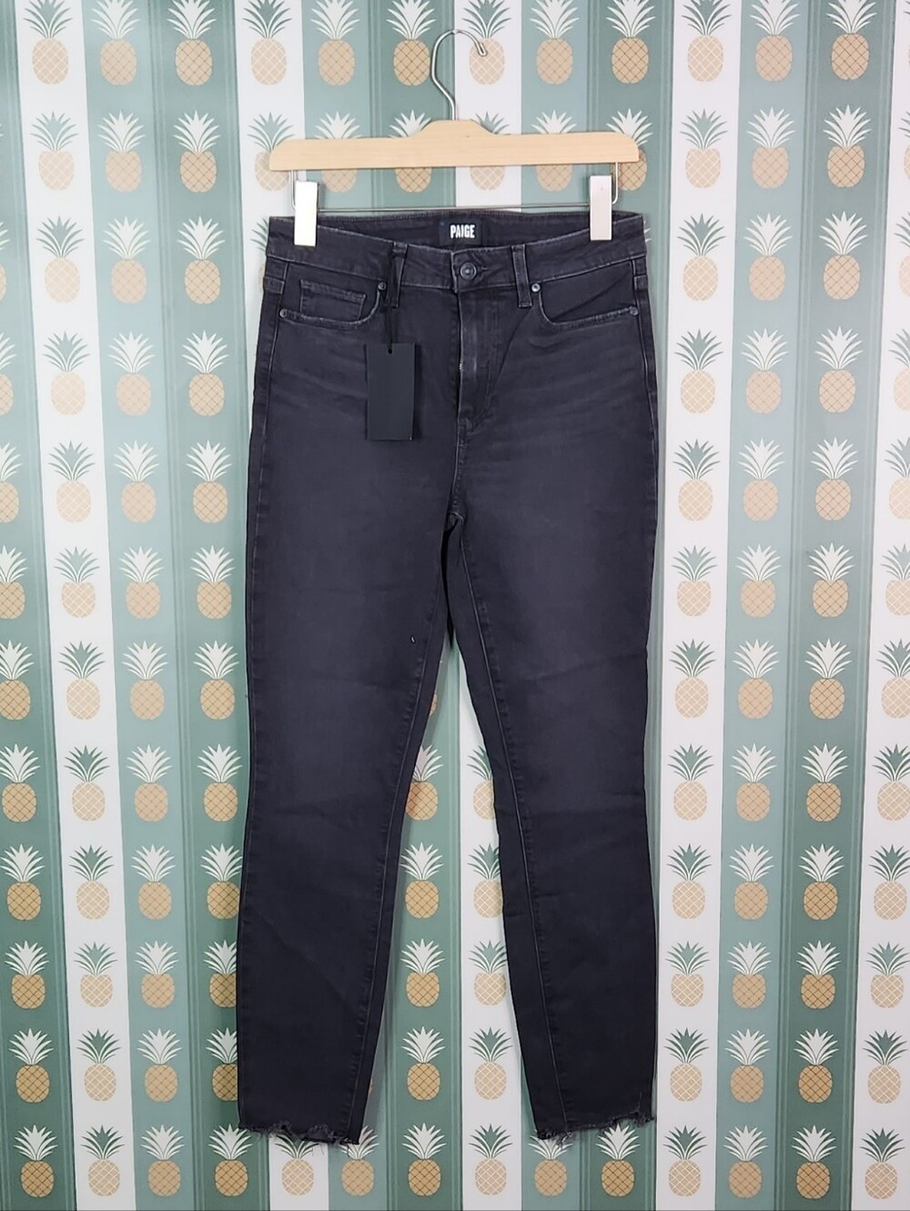 PAIGE Charcoal Gray High-Rise Skinny Jeans